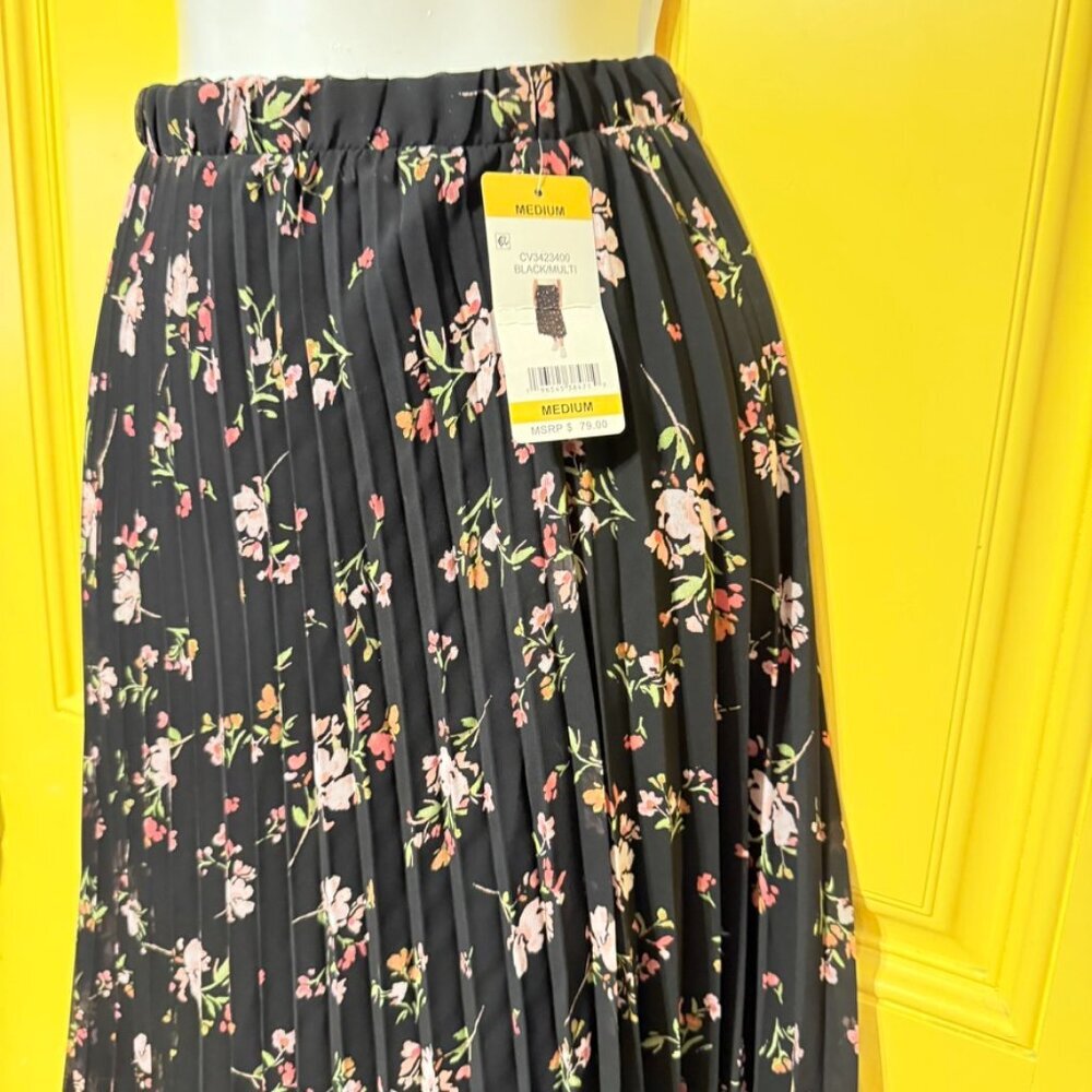 Vince Camuto Skirt Size Medium Midi Accordion Lined Floral Office - Picture 6 of 6